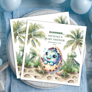 Adorable Dinosaur Baby Shower Hatching Soon Napkin