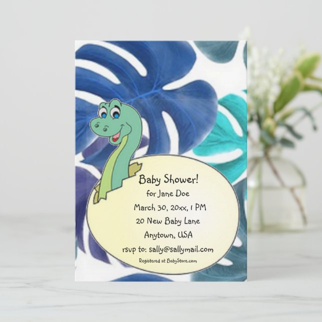 Adorable Dinosaur Baby Shower Invitation (Standing Front)