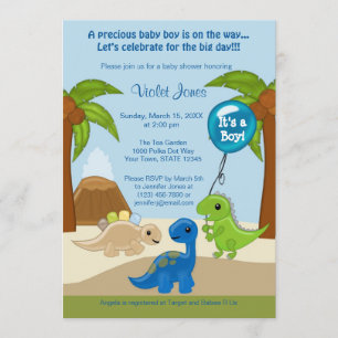 Adorable Dinosaur Baby Shower Invitations Boy
