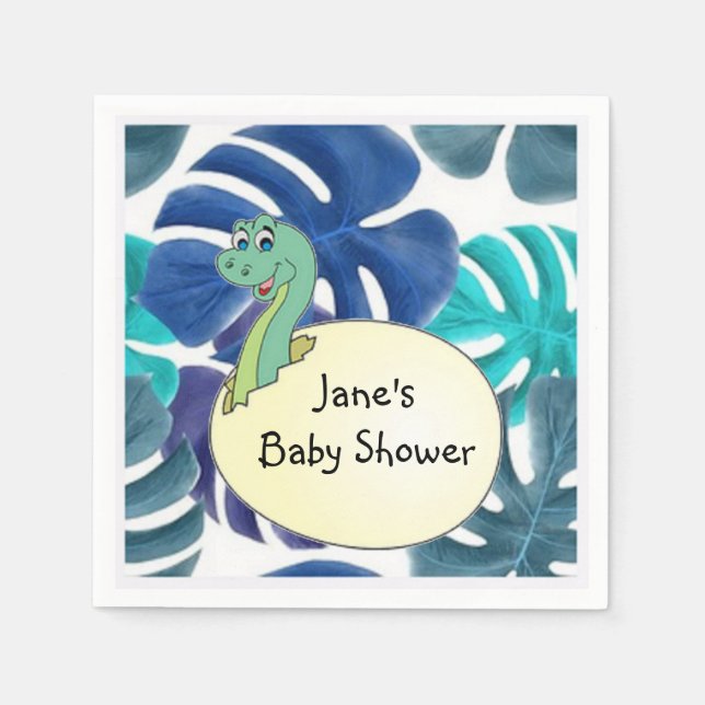 Adorable Dinosaur Baby Shower Napkin (Front)