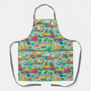 Adorable Dinosaur Construction Crew Road Work Apron