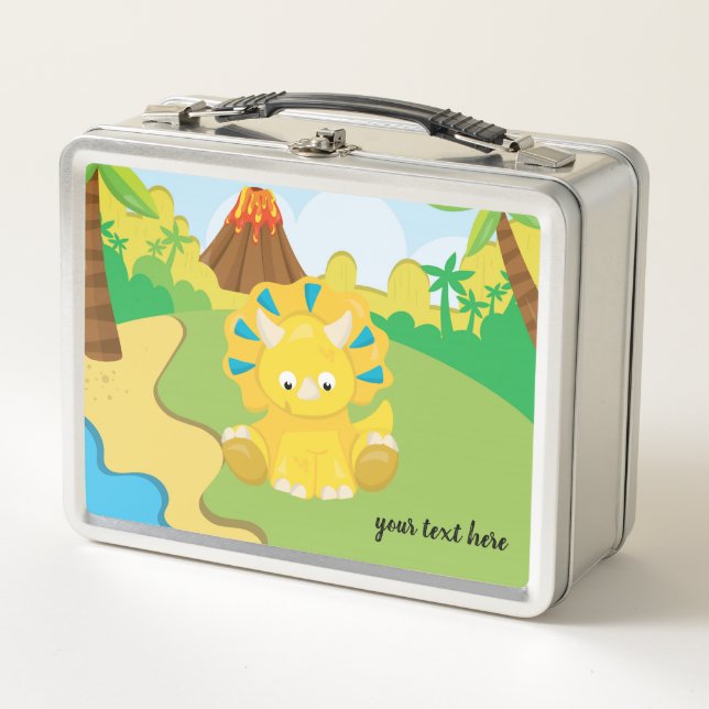 Adorable Dinosaur Metal Lunch Box (Front)