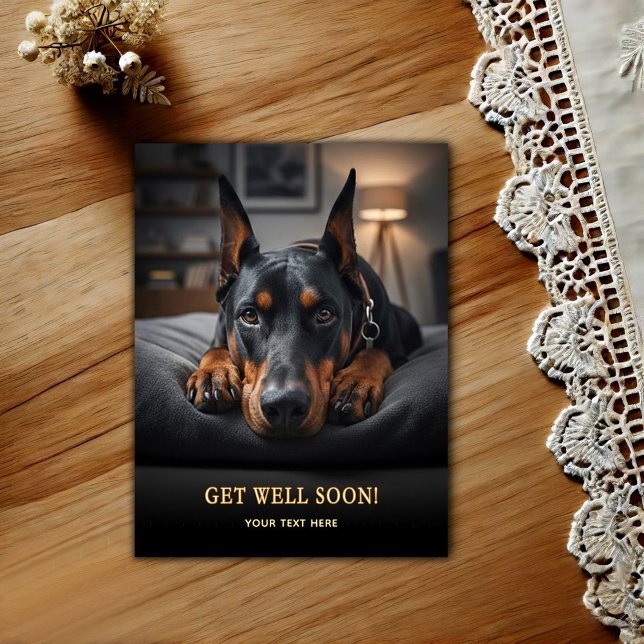 Adorable Doberman Pinscher  Get Well  Postcard (Creator Uploaded)