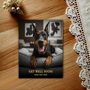 Adorable Doberman Pinscher  Get Well  Postcard