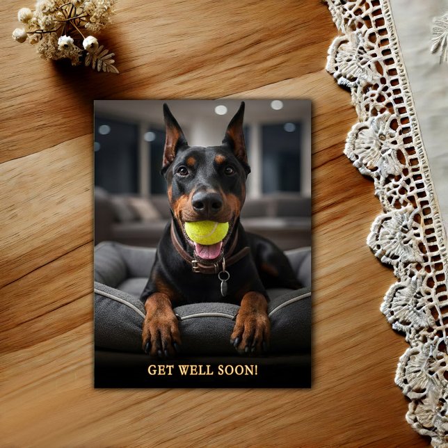 Adorable Doberman Pinscher  Get Well  Postcard (Creator Uploaded)