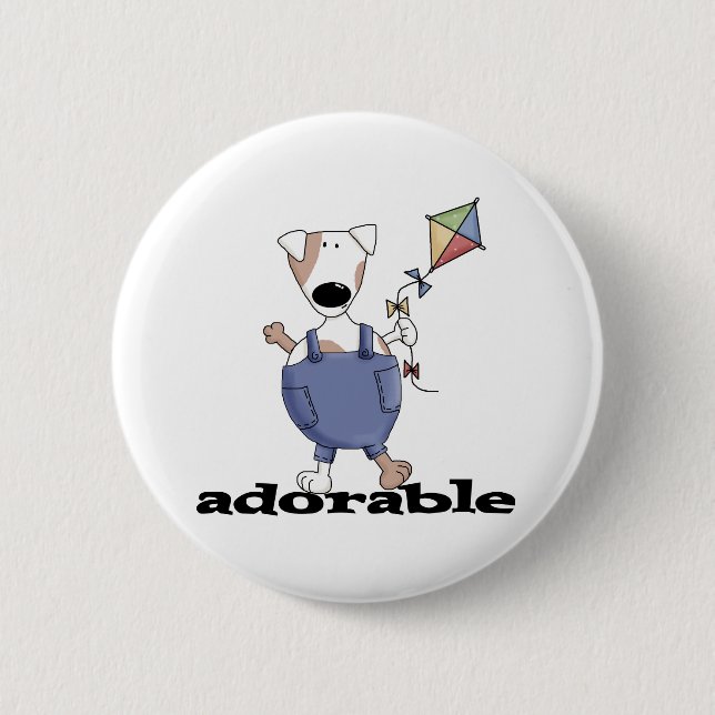 ADORABLE DOG 6 CM ROUND BADGE (Front)