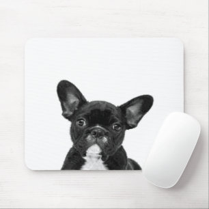 Adorable Dog Black French Bulldog Face Mouse Mat