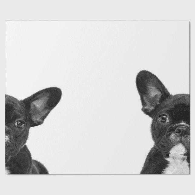 Adorable Dog | Black French Bulldog Face Wrapping Paper (Seam)