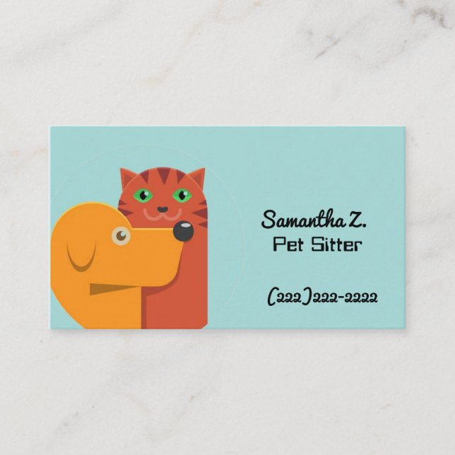 Adorable Dog Cat Pet Sitter Business Card (Front)