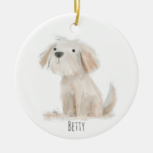Adorable dog ceramic tree decoration