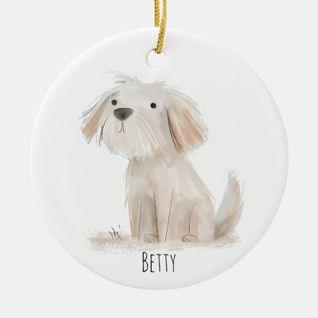 Adorable dog ceramic tree decoration (Front)