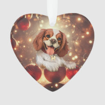 Adorable dog Christmas heart ornament