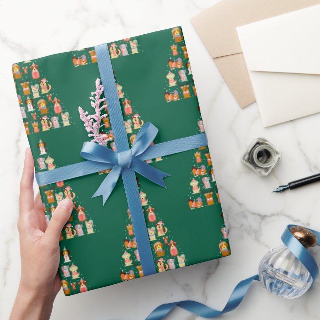 Adorable Dog Christmas Tree  Wrapping Paper (Gifting)