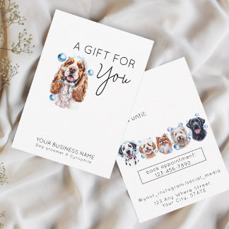 Adorable dog cocker spaniel pet grooming gift card
