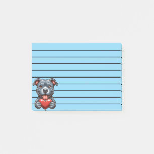 Adorable Dog Embracing Heart with Happy Expression Post-it Notes