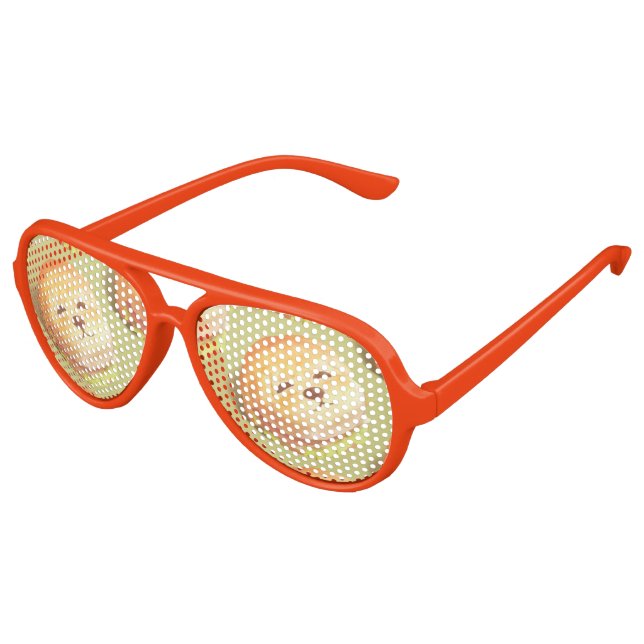 Adorable Dog Face Burger Pattern Aviator Sunglasses (Angled)