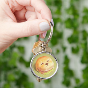 Adorable Dog Face Burger Pattern Key Ring