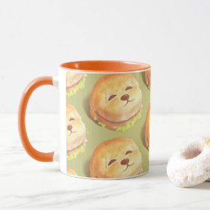 Adorable Dog Face Burger Pattern Mug