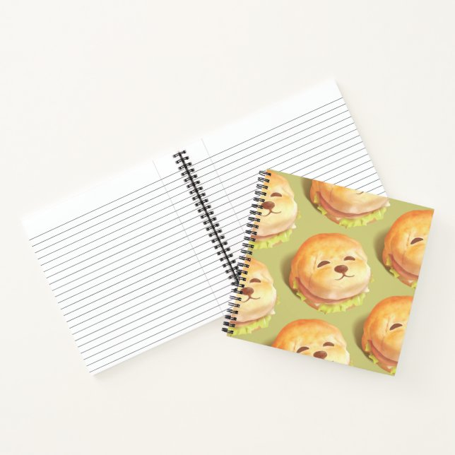 Adorable Dog Face Burger Pattern Notebook (Inside)