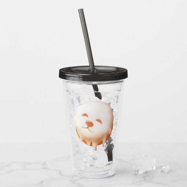 Adorable Dog Face Doughnut Acrylic Tumbler (Front Ice)