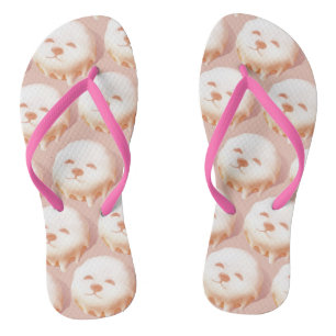 Adorable Dog Face Doughnut Flip Flops