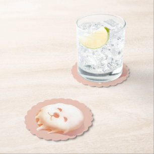 Adorable Dog Face Doughnut Paper Coaster
