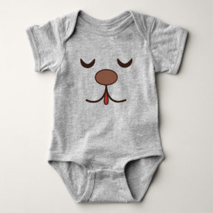Adorable dog face grey baby bodysuit