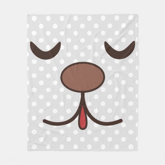 Adorable dog face whit dots kids fleece blanket (Front)