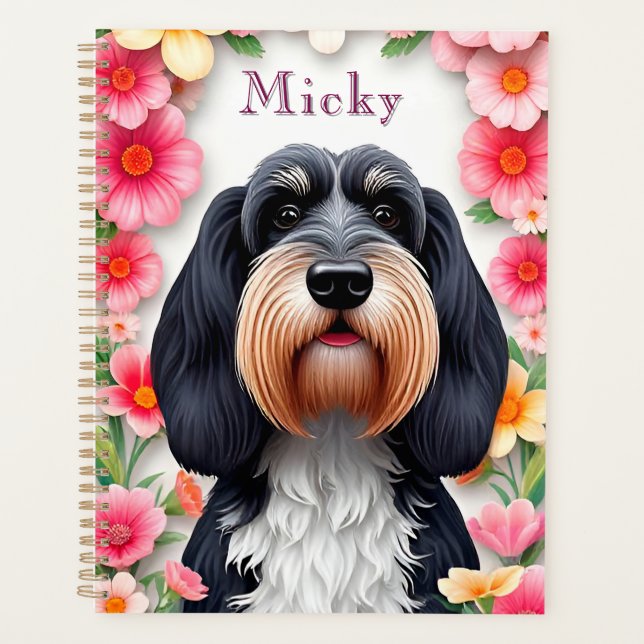 Adorable Dog Framed by Flowers Planner (Front)