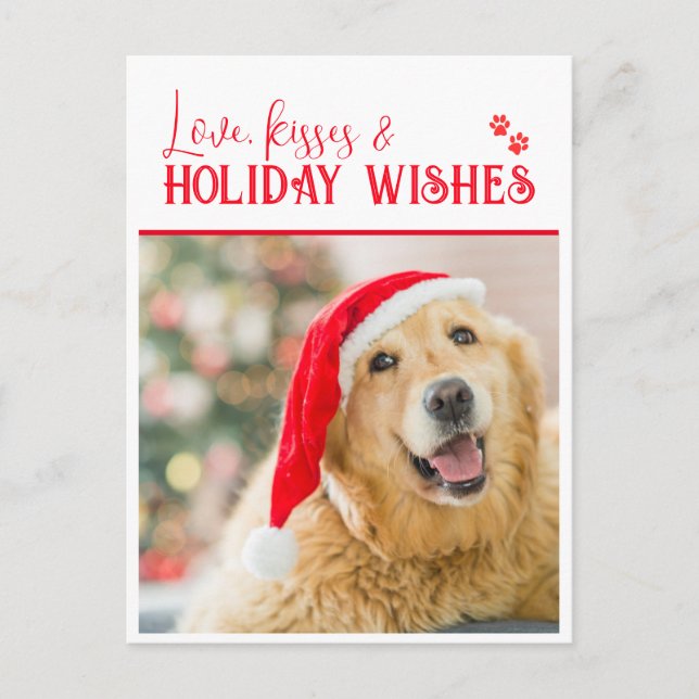 Adorable Dog Holiday Card - Love, Kisses & Holiday (Front)