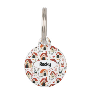Adorable Dog Houses Illustration Design Pet Tag