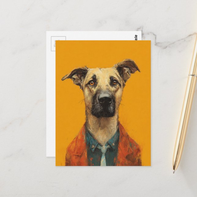 Adorable dog in a suit postcard (Front/Back In Situ)