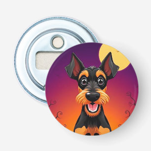 Adorable Dog in Halloween Scene Bottle Opener