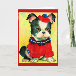 adorable dog in hat and sweater card