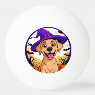 Adorable Dog in Witch Hat Ping Pong Ball