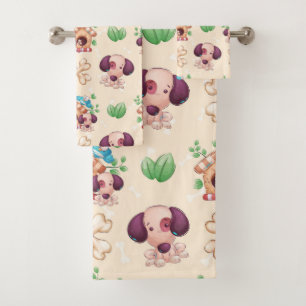 Adorable Dog Pattern Bath Towel Set
