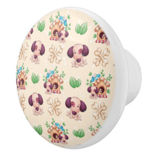 Adorable Dog Pattern Ceramic Knob