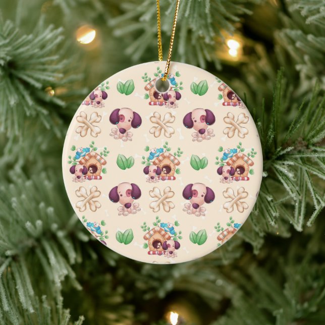 Adorable Dog Pattern  Ceramic Tree Decoration (Tree)