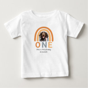 Adorable Dog Rainbow Watercolor 1st Birthday Party Baby T-Shirt