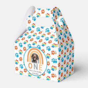 Adorable Dog Rainbow Watercolor 1st Birthday Party Favour Box