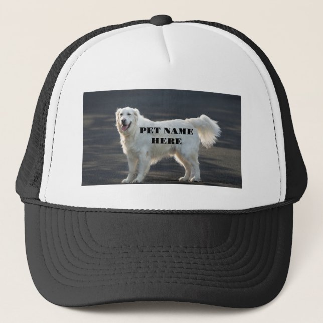 Adorable Dog Standing Image with Pet Name Text-Cap Trucker Hat (Front)