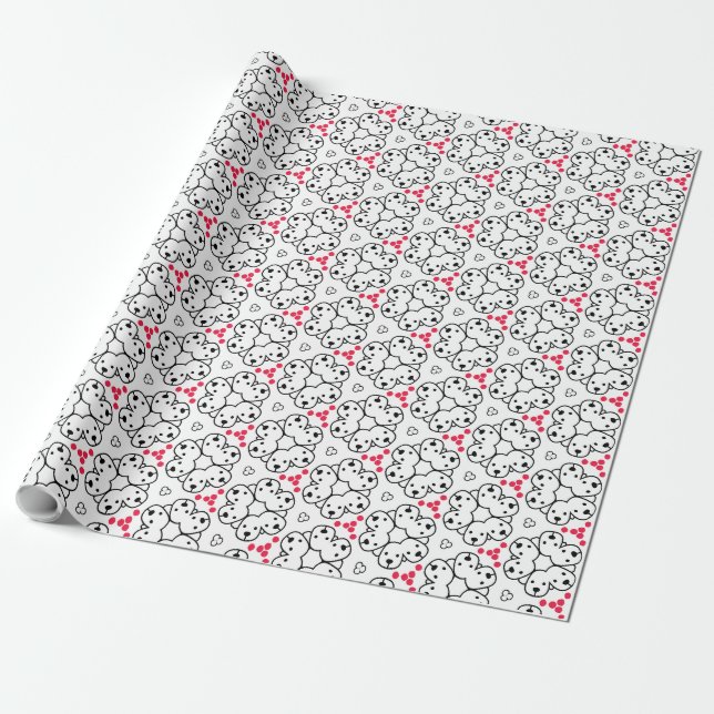 Adorable Dog-Themed Pattern Design Wrapping Paper (Unrolled)