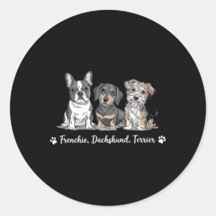 Adorable Dog Trio Art  Classic Round Sticker