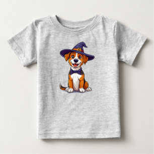 Adorable Dog Wearing Purple Wizard Hat Baby T-Shirt
