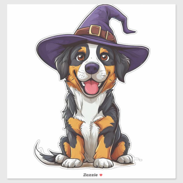 Adorable Dog Wearing Purple Wizard Hat Halloween (Sheet)