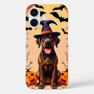 Adorable Dog Wearing Witch Hat iPhone 16 Case