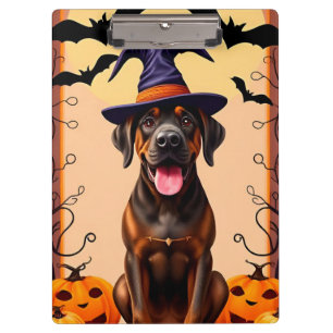 Adorable Dog Wearing Witch Hat Clipboard