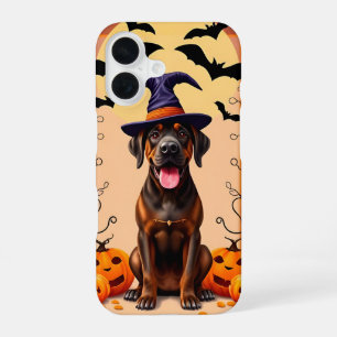Adorable Dog Wearing Witch Hat iPhone 16 Case