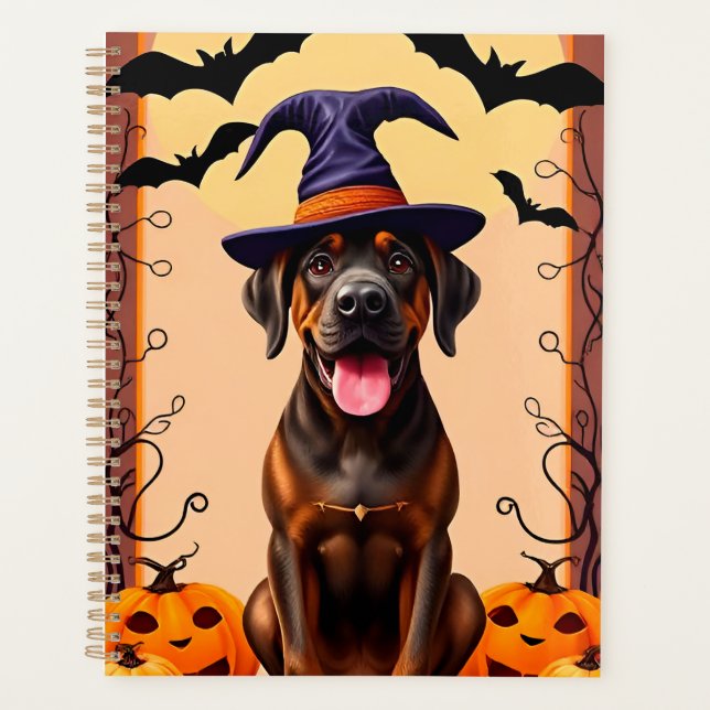 Adorable Dog Wearing Witch Hat Planner (Front)
