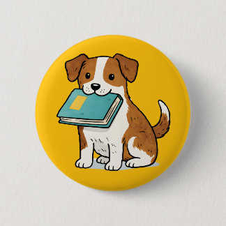 Adorable Dog with Book 6 Cm Round Badge